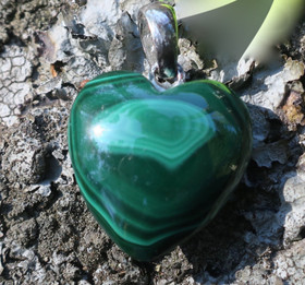 Riipus malakiittisydän 20mm, hopea 39s2