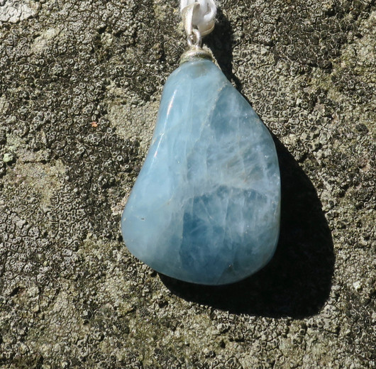 Riipus akvamariini  rumpuhiottu, riipuslenkki 925-hopea nroT