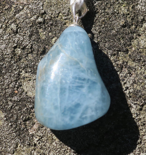 Riipus akvamariini  rumpuhiottu, riipuslenkki 925-hopea nroT