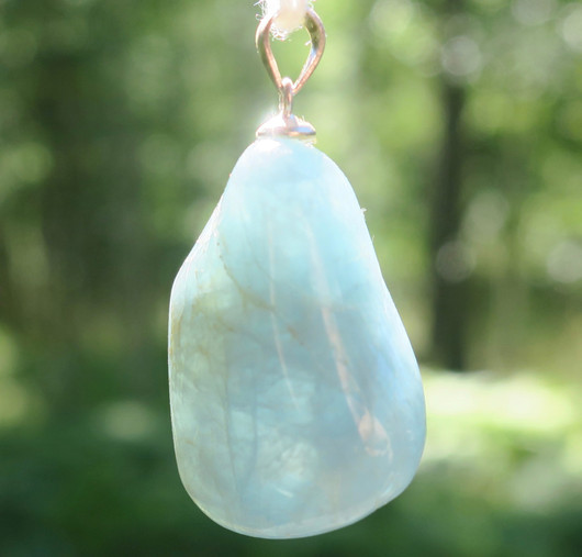 Riipus akvamariini  rumpuhiottu, riipuslenkki 925-hopea nroT