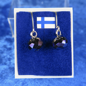 Korvakorut viistehiottu lasihelmi, tumma violetti