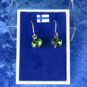 Korvakorut viistehiottu lasihelmi, vihreä