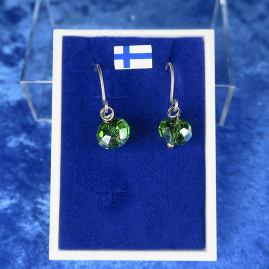 Korvakorut viistehiottu lasihelmi, vihreä