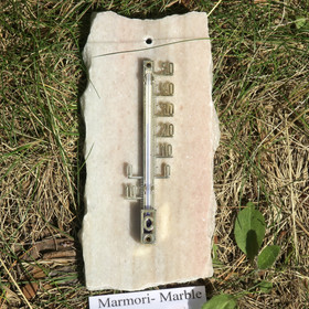 Lämpömittari marmori 16x7cm lohkoreunat vaalea MAR-G