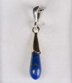 Riipus lapis latsuli pisara, kullattu kantaosa, riipuslenkki 925-hopea