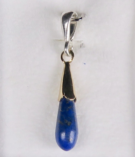 Riipus lapis latsuli pisara, kullattu kantaosa, riipuslenkki 925-hopea