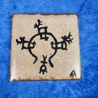 Minitaulu poroaita ja lappalainen 7x7cm keramiikkalaatta