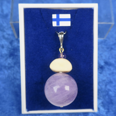 Riipus ametisti vaalea 16mm ja poronsarvi ALETTA