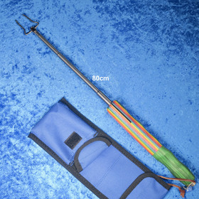 Makkaratikku teleskooppivarrella väripuukahvalla ja säilytyskotelo