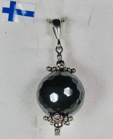 Riipus hematiitti 14mm viistehiottu, hopeakukat, HE7