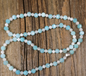 Rannekoru apatiitti ja kuukivi, viistehiotut,  2x16cm tuplarannekoru