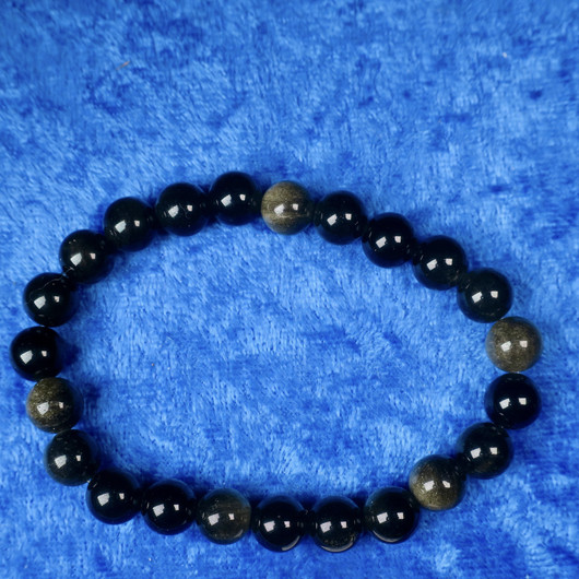 Rannekoru 8mm obsidiaani kultaobsidiaani 17cm
