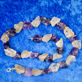 Kaulahelmet  sitriini ja ametisti raaka 45cm