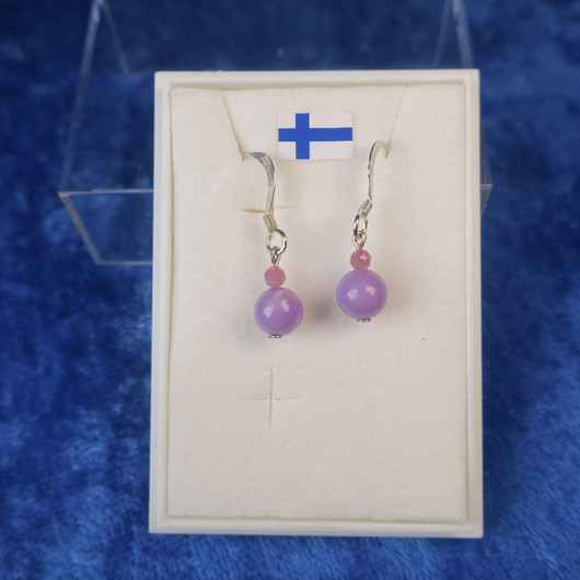 Korvakorut fosfosideriitti 6mm ja viistehiottu turmaliini rubelliitti