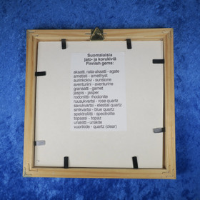 Taulu Suomen kartta johon merkitty kivillä korukiviesiintymiä 