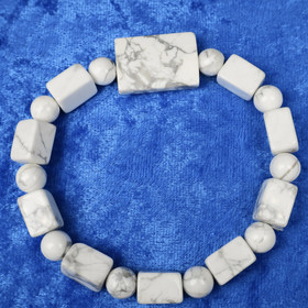 Rannekoru magnesiitti valkoinen kulmikas ja 8mm,  20cm AGNES2