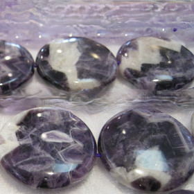 Ametistikvartsi  violetti ja valkokirjava kiekko 30x7mm irtohelmi