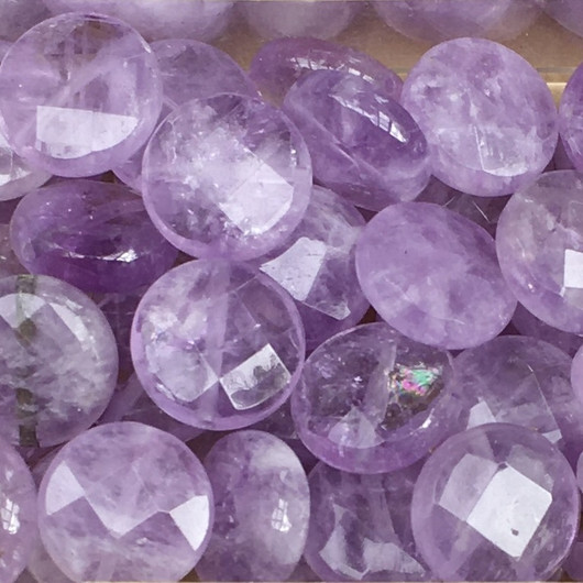 Ametisti vaalea violetti viistehiottu  16x8mm litteä irtohelmi