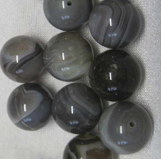 Akaatti pyöreä 16mm harmaanruskea natural irtohelmi