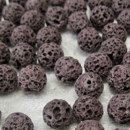 Hohkakivi vulkaniitti laavakivi  violetti 8mm irtohelmi