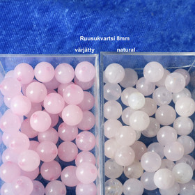 Ruusukvartsi 8mm vahvempi vaaleanpunainen väri, värjätty irtohelmi