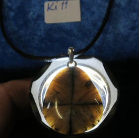 Riipus kiastoliitti ristikivi, riipuslenkki 925-hopea Ki11