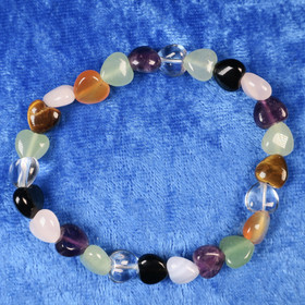 Rannekoru 8mm kivisydämiä eri kivilaatuja sekaisin 18cm