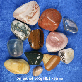 Onnenkivisetti 100g rumpuhiottuja käärmeen onnenkiviä KÄÄ2