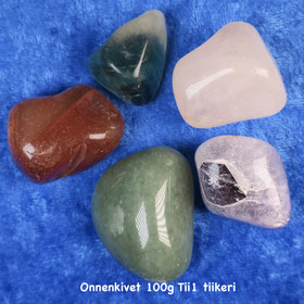 Onnenkivisetti 100g rumpuhiottuja tiikerin onnenkiviä Tii1