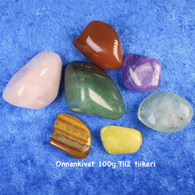 Onnenkivisetti 100g rumpuhiottuja tiikerin onnenkiviä Tii2