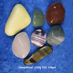 Onnenkivisetti 100g rumpuhiottuja tiikerin onnenkiviä Tii3