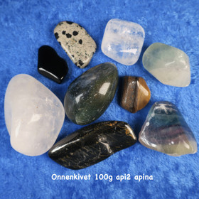 Onnenkivisetti 100g rumpuhiottuja apinan onnenkiviä API2