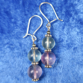 Korvakorut fluoriitti 2x8mm ja 3 hopeakukkaa. FK8