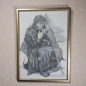 Taulu AKKA vanha shamaani 23x32cm lasitettu ja kehystetty C Ranttila