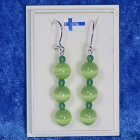 Korvakorut vihreä kissansilmälasi ja akaatti nro vtvtvt