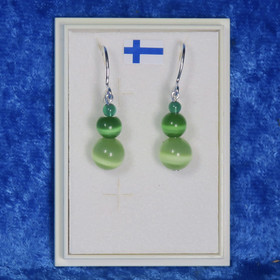 Korvakorut vihreä lumiukko kissansilmälasi ja akaatti vtt