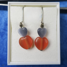 Korvakorut lasisydän oranssi ja harmaa