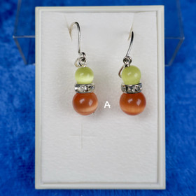 Korvakorut kissansilmälasi oranssi ja keltainen, zirkonikoristein