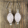Korvakorut ruusukvartsi kaiverrettu helmi- ja zirkonikoristein RHZ