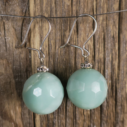 Korvakorut prehniitti 14mm zirkonikoristein. Prisilla