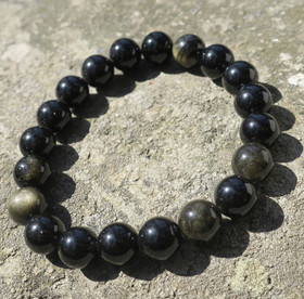 Rannekoru 10mm obsidiaani kultaobsidiaani 18cm