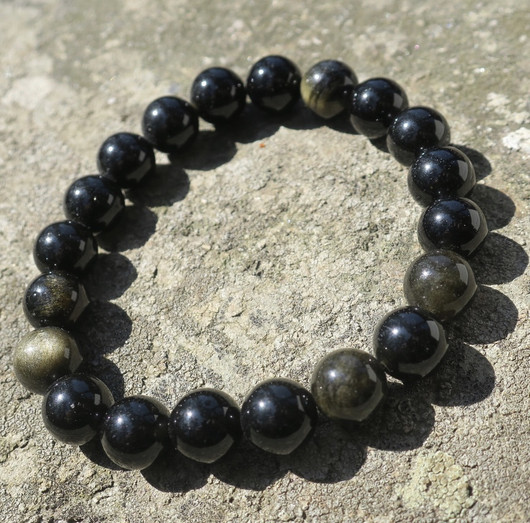 Rannekoru 10mm obsidiaani kultaobsidiaani 18cm