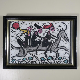 Taulu neitsyiden iltapäivä poroajelulla