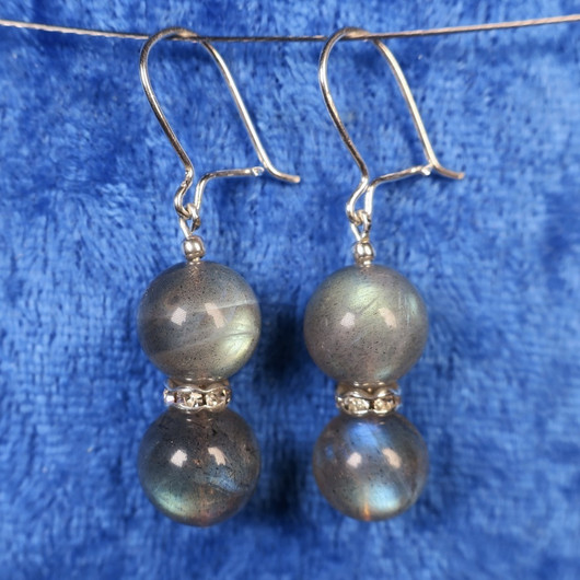 Korvakorut labradoriitti 2x10mm zirkonirengas SYLVI5