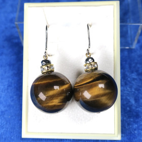 Korvakorut 16mm tiikerinsilmä zirkonikoristein