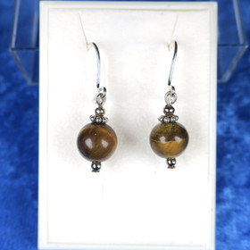 Korvakorut tiikerinsilmä 8mm, hopeakukat TIKU3