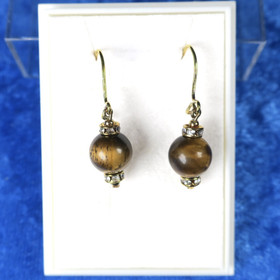 Korvakorut tiikerinsilmä 8mm zirkonikoristein TIKU8