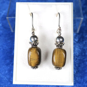 Korvakorut tiikerinsilmä kulmikas hopeakoristein TIKU10