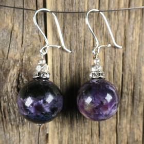 Korvakorut tsharoiitti 14mm zirkonikoristein 64ko18