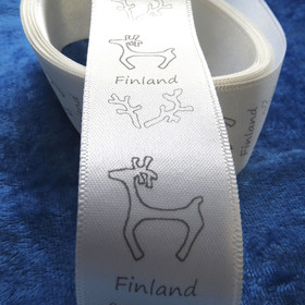 Satiininauha  poro Finland poronsarvet valkoinen 3m